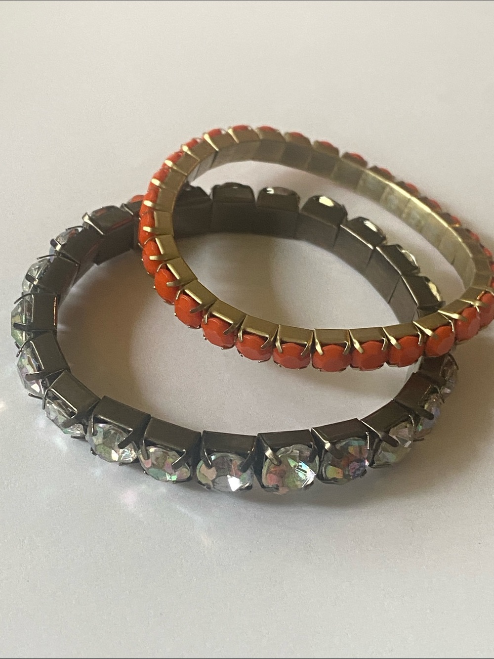 Two fun vintage prong set stretchy bracelets